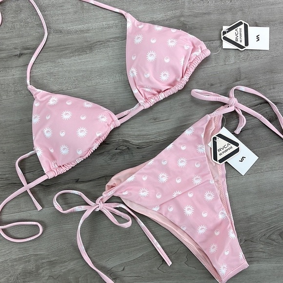 ☀️RVCA☀️ BALANCE ACT TRIANGLE BALANCE ACT TIE SKIMFY FRENCH BIKINI SET - Picture 6 of 12